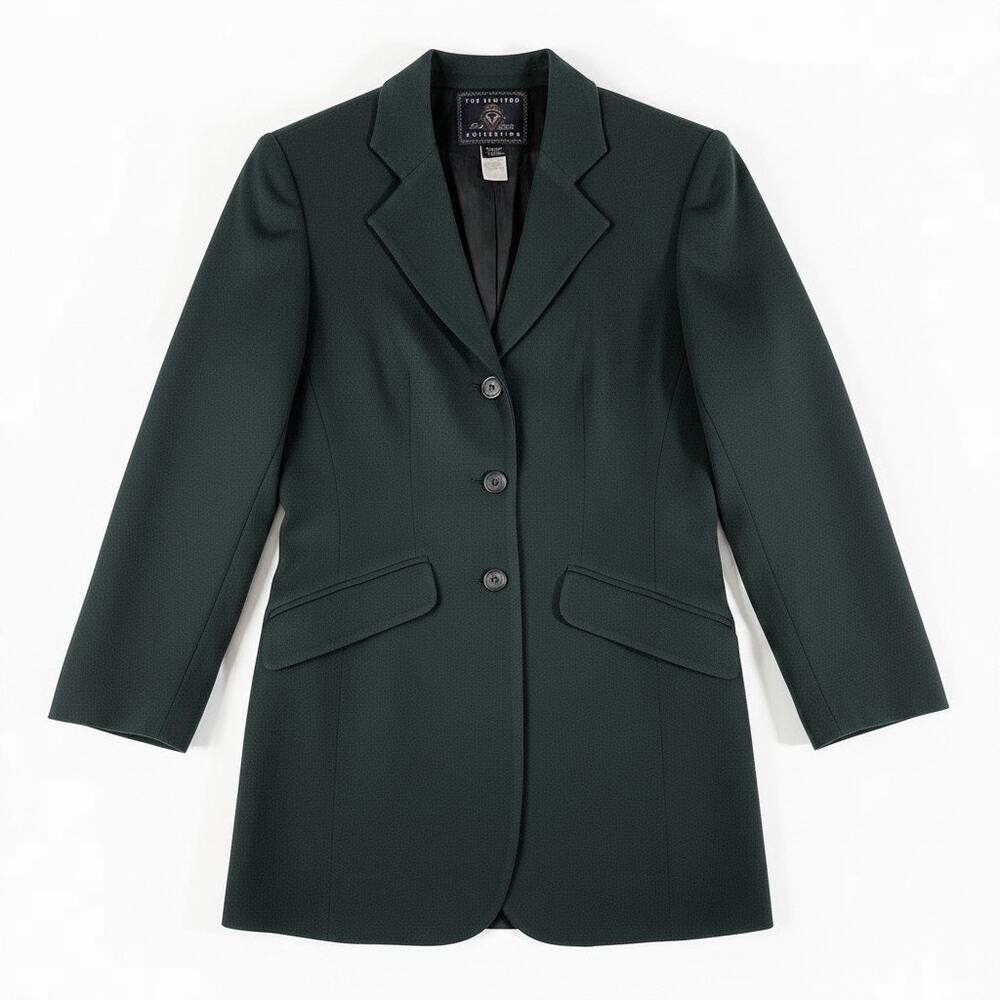 Vintage The Limited Womens Wool Blend Long Blazer Jacket Dark Green Size XS